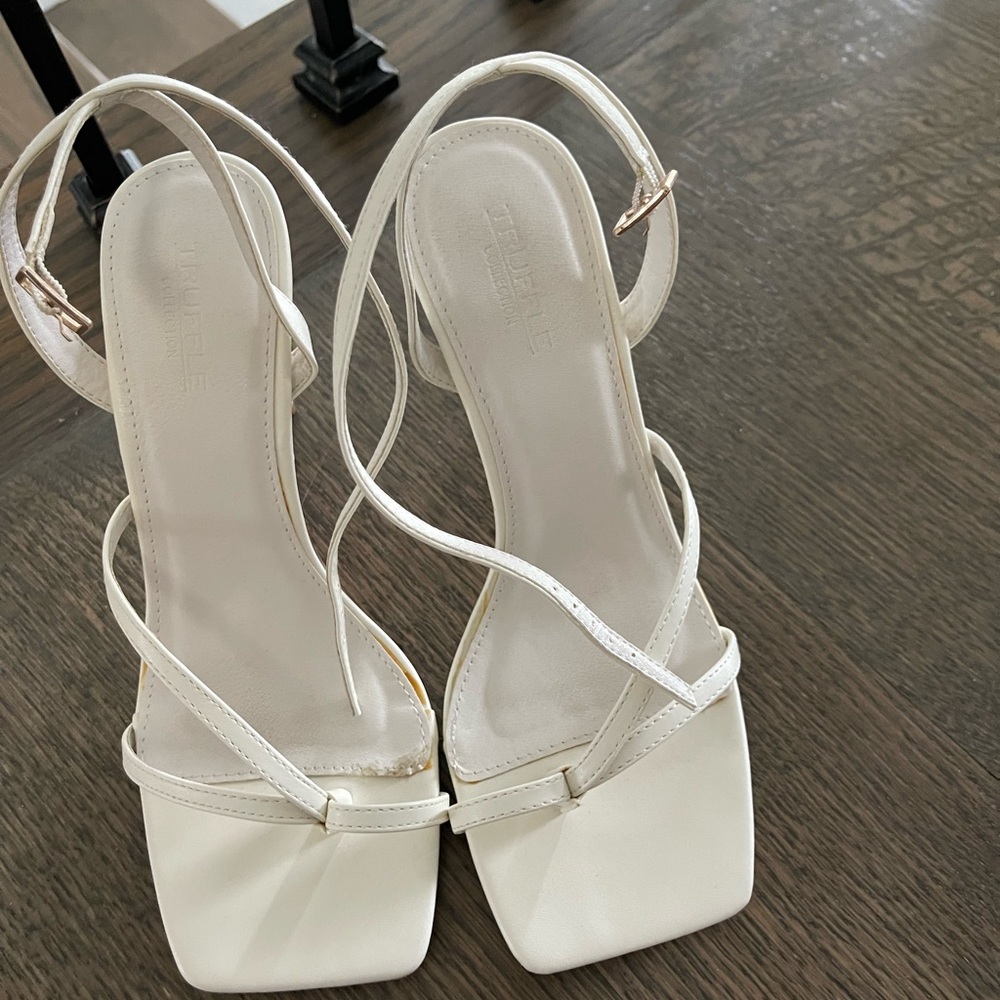 Prettylittlething white sandals